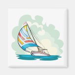 pretty sailboat sailing in the sea magnet