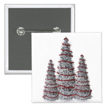 Pretty Silver Happy Holidays Christmas Trees Buttons