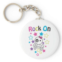 PRETTY  SKULL AND BOW ROCK ON KEYCHAIN