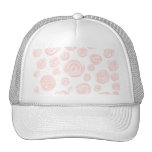 Pretty soft pink rose pattern on white. hat
