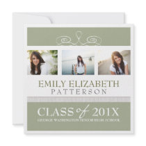 Pretty Swirl Photo Collage Graduation Invitation