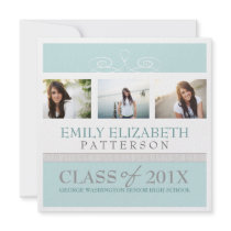 Pretty Swirl Photo Collage Graduation Invitation
