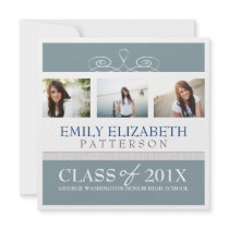 Pretty Swirl Photo Collage Graduation Invitation