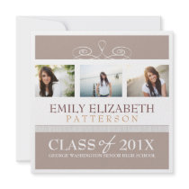 Pretty Swirl Photo Collage Graduation Invitation