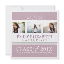 Pretty Swirl Photo Collage Graduation Invitation