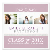 Pretty Swirl Photo Collage Graduation Invitation