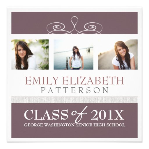 Pretty Swirl Photo Collage Graduation Invitation