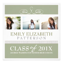 Pretty Swirl Photo Collage Graduation Invitation