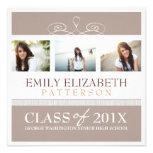 Pretty Swirl Photo Collage Graduation Invitation