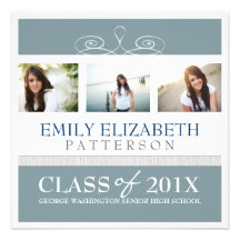 Pretty Swirl Photo Collage Graduation Invitation