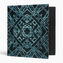 Pretty Teal and Black Batik Abstract Binder