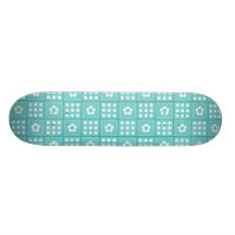 Pretty Teal Patchwork Quilt Pattern Skateboard Deck