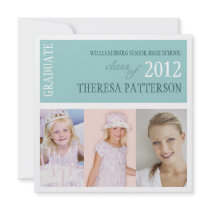 Pretty Teal Photo Collage Graduation Party Announcement
