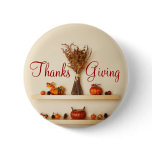 Pretty Thanksgiving Seasonal Decorations Pinback Buttons
