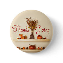 Pretty Thanksgiving Seasonal Decorations Pinback Buttons