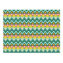 Pretty Turquoise Yellow Pink Native American Print Post Card