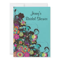 pretty vintage flower frenzy bridal shower personalized invitations