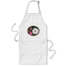 Pretty White and pink flowers. Oval. Aprons