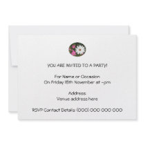 Pretty White and pink flowers. Oval. Personalized Invitations