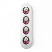 Pretty White and pink flowers. Oval. Custom Skateboard
