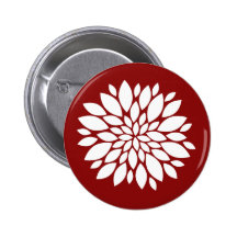 Pretty White Flower Petal Art on Red Pin