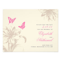 Pretty Wings Botanical Save The Date Announcements