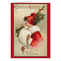 Pretty Woman in Scarlet Victorian Holiday Cards