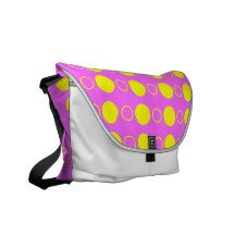 Pretty Yellow and Purple Polka Dot Messenger Bag