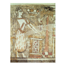 Priestess at an altar, detail from a post cards