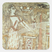 Priestess at an altar, detail from a sticker
