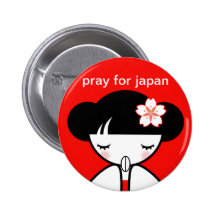 Priez pour la poupée du Japon Kokeshi Badge