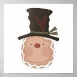 prim gingerbread head with hat posters
