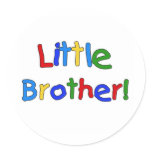 Primary Colors Text Little Brother Round Stickers