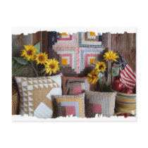 Primitive Americana Antique Quilt Postcard