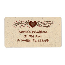 Primitive Country Heart Label