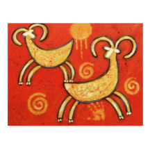 Primitive Ethnic Big Horn Sheep Postcards