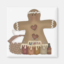 Primitive Gingerbread Man & Candles Magnet