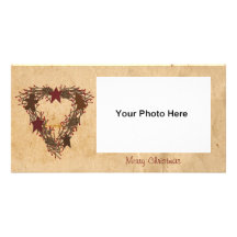 Primitive Holiday Wreath Photo Card
