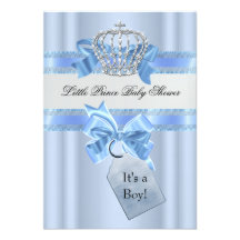 Prince bleu Crown de garçon de baby shower petit Invitations
