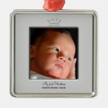 Prince Crown Baby Boy First Christmas Photo Ornament