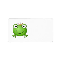 Prince de grenouille. Grenouille de sourire avec u Étiquette D’adresse