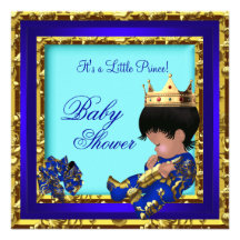 Prince héritier de garçon d'or de bleu royal de ba cartons d'invitation personnalisés