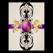 Prince & Princess Purple Gold Champagne 6x8 invitations