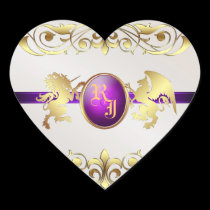Prince & Princess Purple Love Heart Stickers 2 stickers