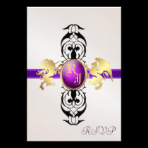 Prince & Princess Purple RSVP Response Invite 2 invitations