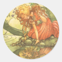 Prince vintage de grenouille ; Princesse et sa réf Autocollants