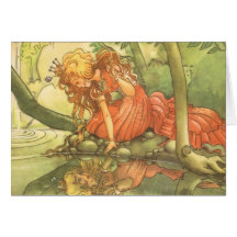 Prince vintage de grenouille ; Princesse et sa réf Carte De Vœux