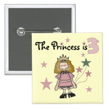 Princess 3rd Birthday Tshirts and Gifts Pinback Buttons