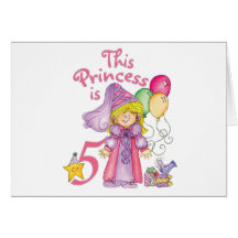 Princess 5th Birthday Invitations Greeting Card
