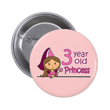 Princess Age 3 Pinback Button